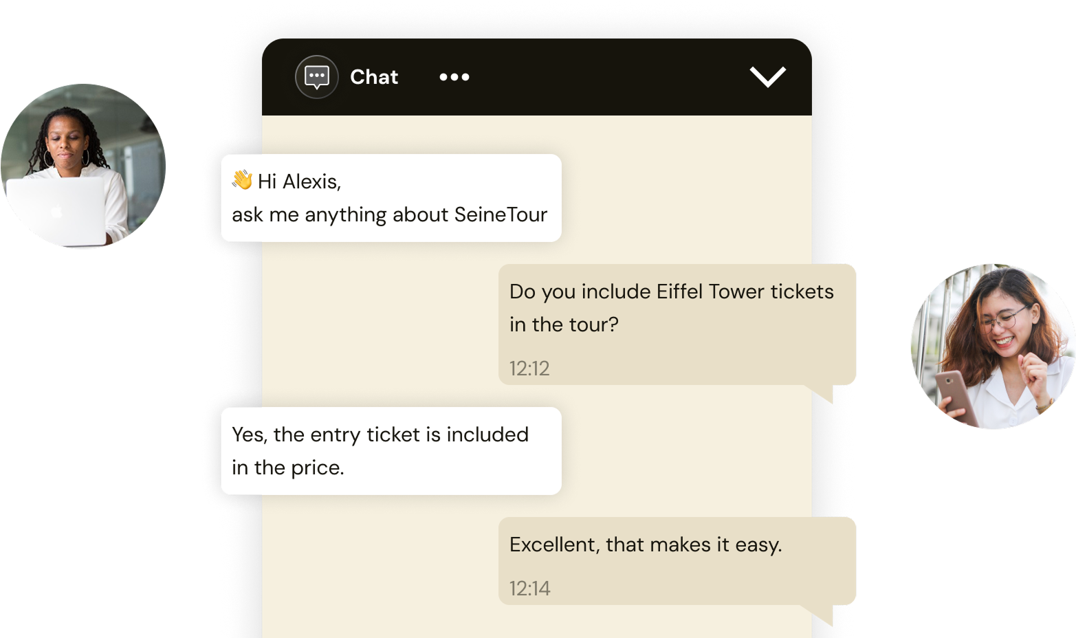 Hero image showing chat interface